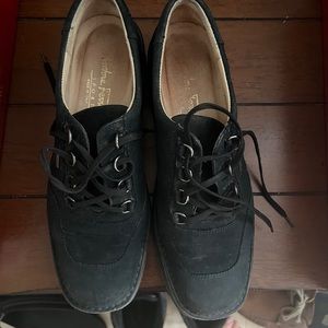 Black Ferragamo Lace Up Shoes Sneakers